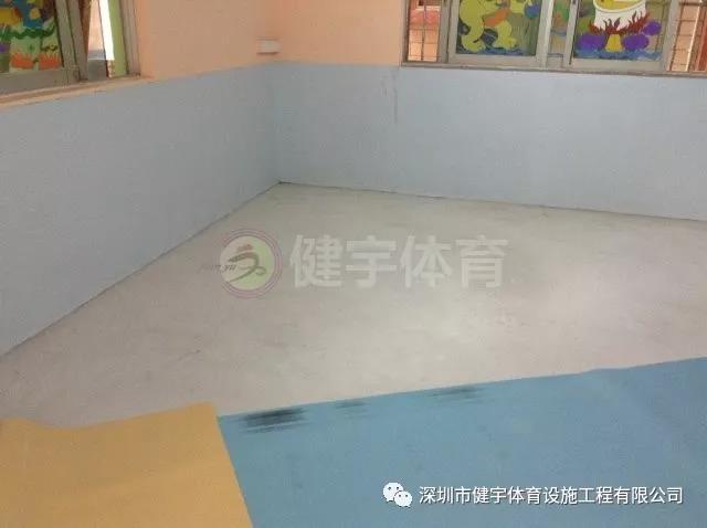 PVC地胶板施工_案例工程_惠州市启迪幼儿园PVC地板铺设_经久耐磨